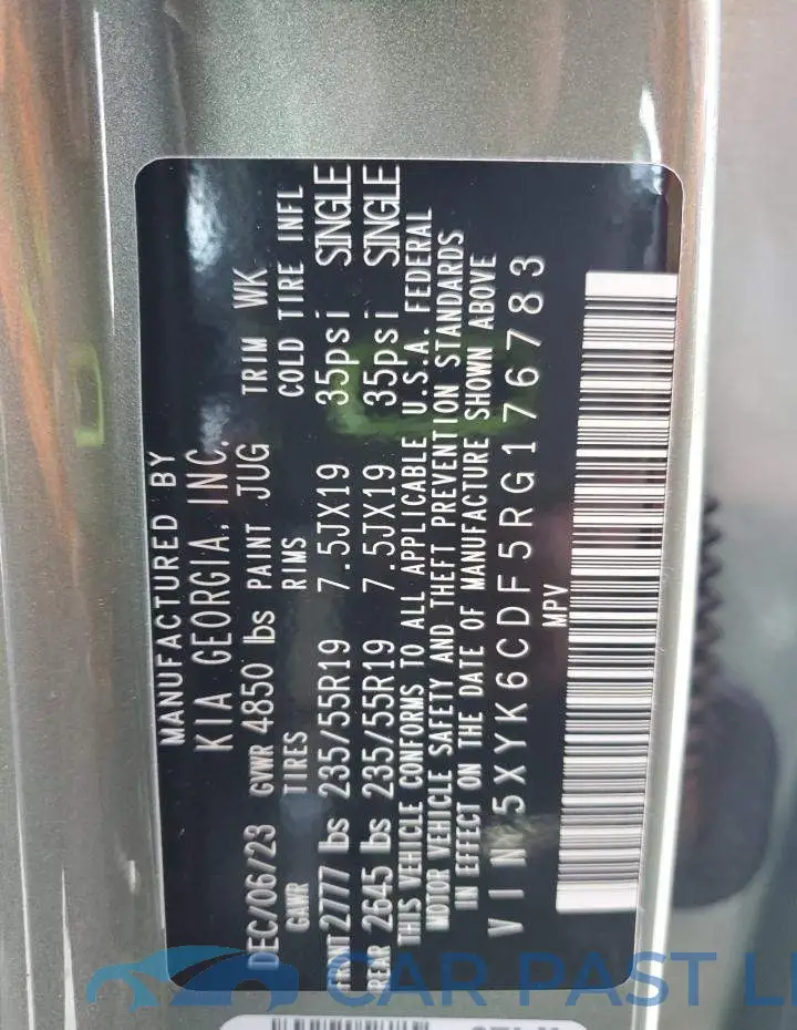 5XYK6CDF5RG176783# 13
