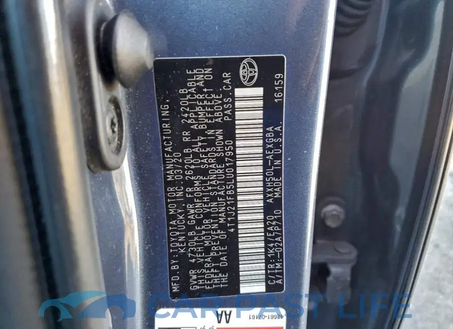 4T1J21FB5LU017950# 12
