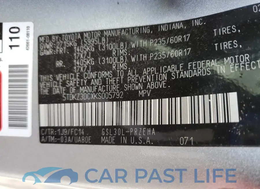5TDKZ3DCXKS005792# 13