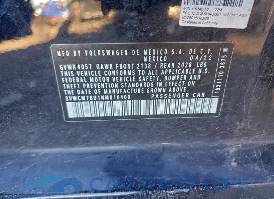 3VWCM7BU1NM016400# 12