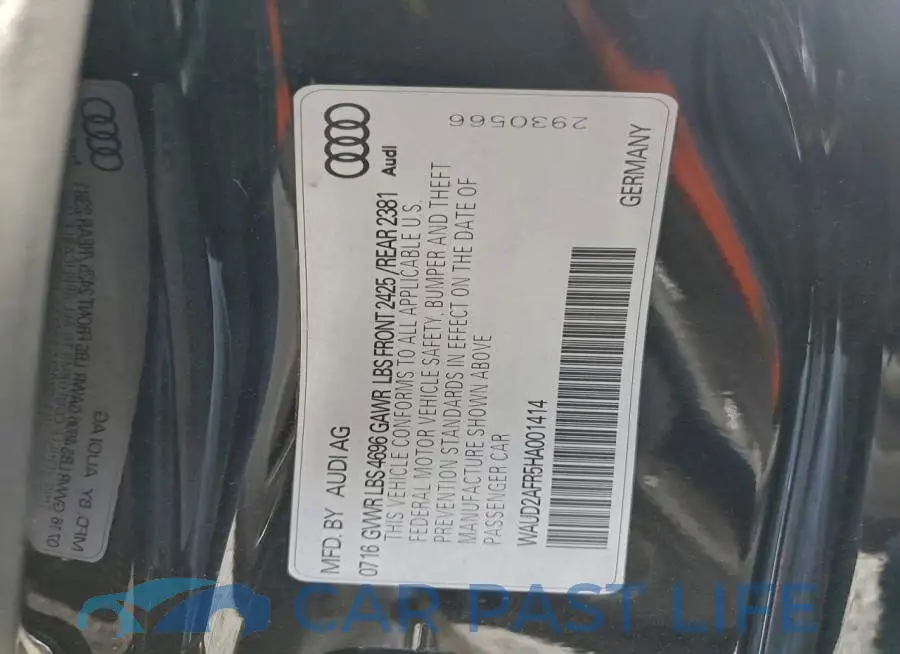 WAUD2AFR5HA001414# 12