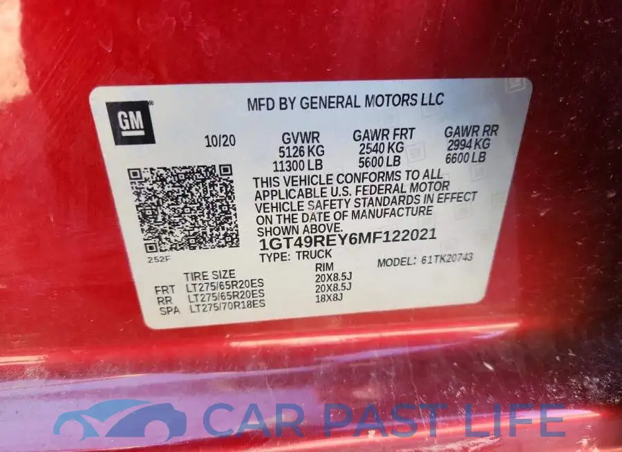 1GT49REY6MF122021# 12