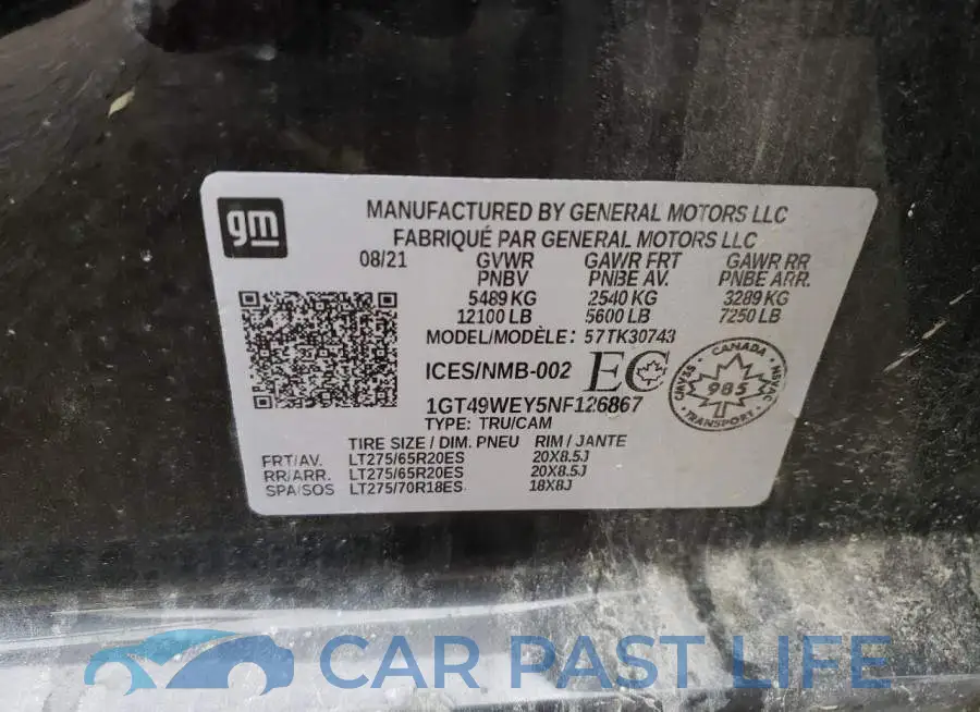 1GT49WEY5NF126867# 12