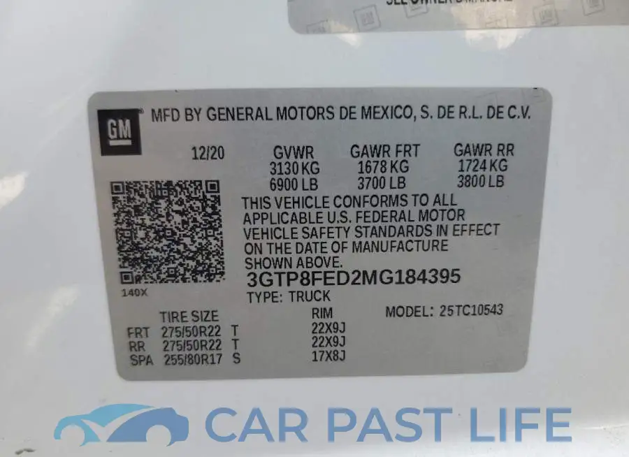 3GTP8FED2MG184395# 12