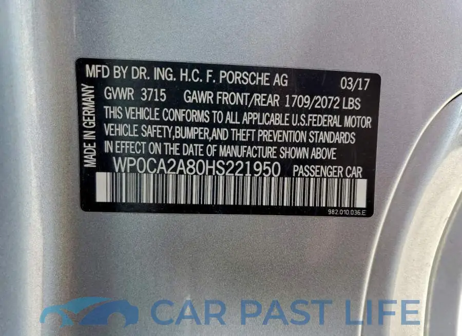 WP0CA2A80HS221950# 13