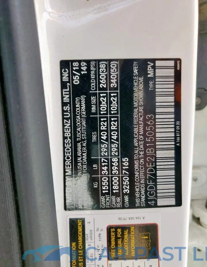 4JGDF7DE2JB150563# 13