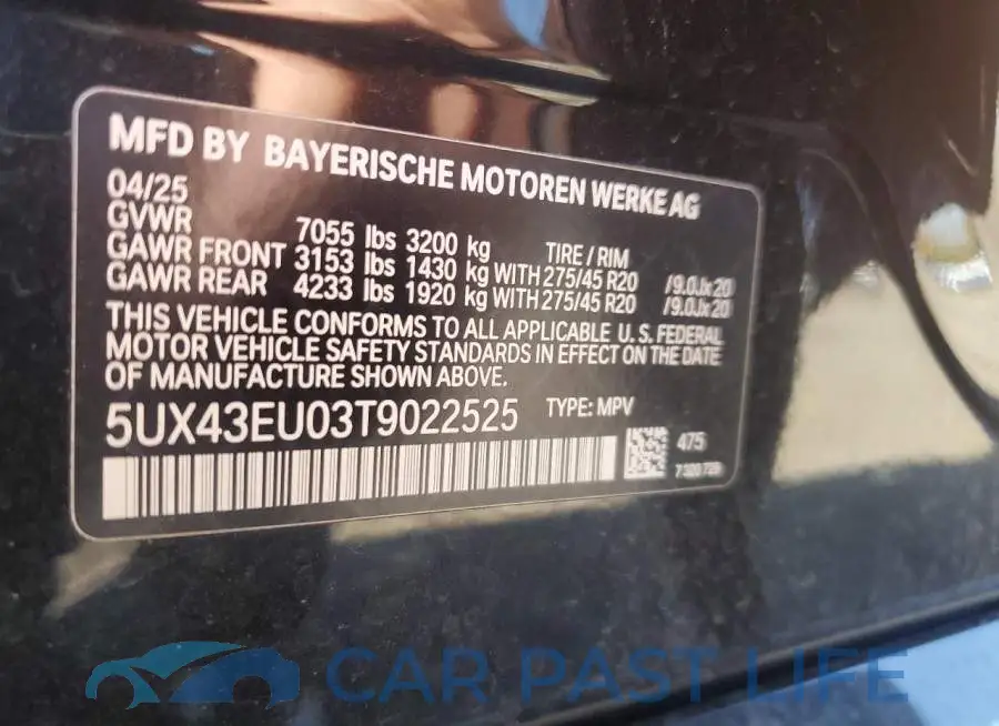 5UX43EU03T9022525# 13