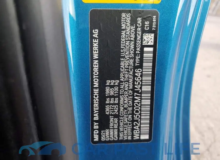 WBA2J5C02M7J45646# 12