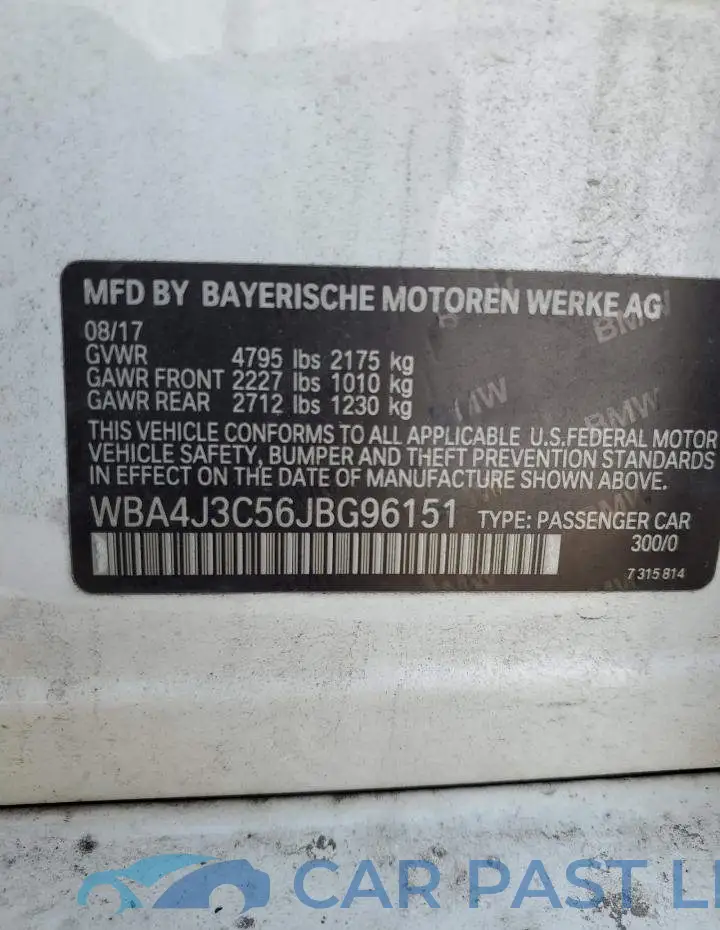 WBA4J3C56JBG96151# 12