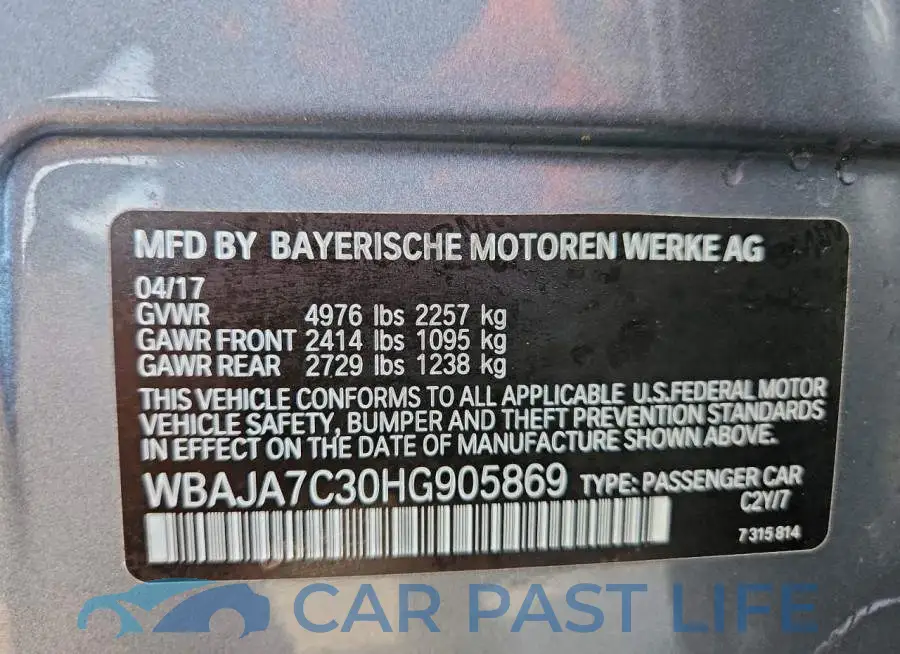 WBAJA7C30HG905869# 12