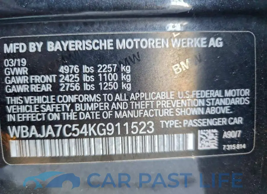 WBAJA7C54KG911523# 12