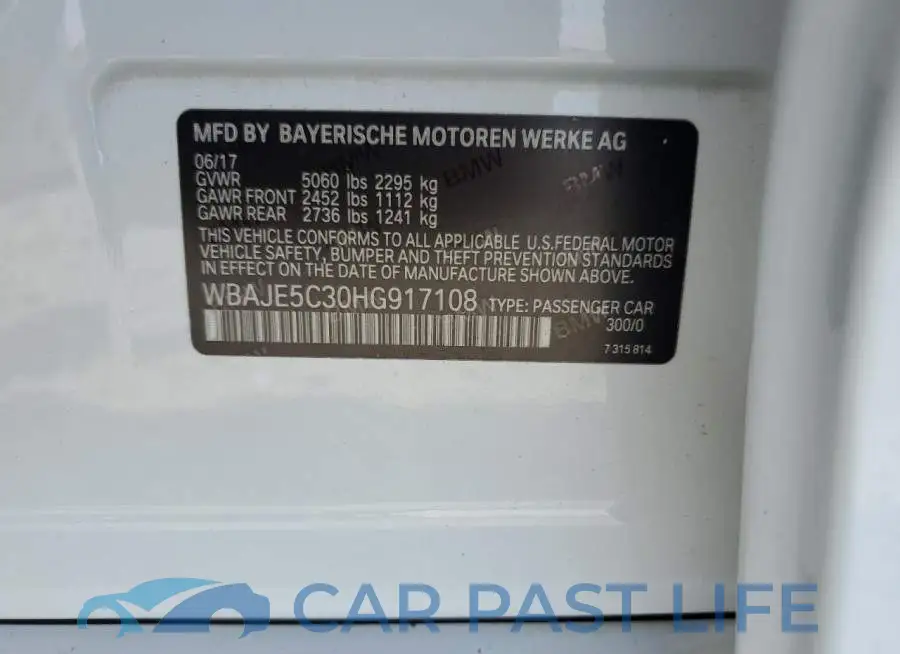 WBAJE5C30HG917108# 12