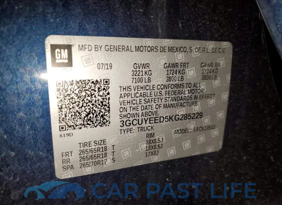 3GCUYEED5KG285229# 12