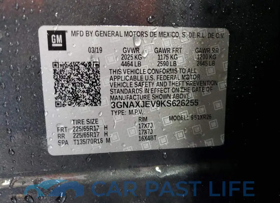 3GNAXJEV9KS626255# 13