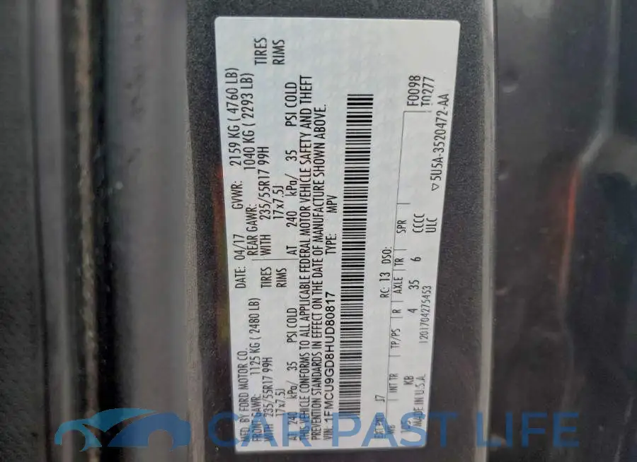 1FMCU9GD8HUD80817# 14
