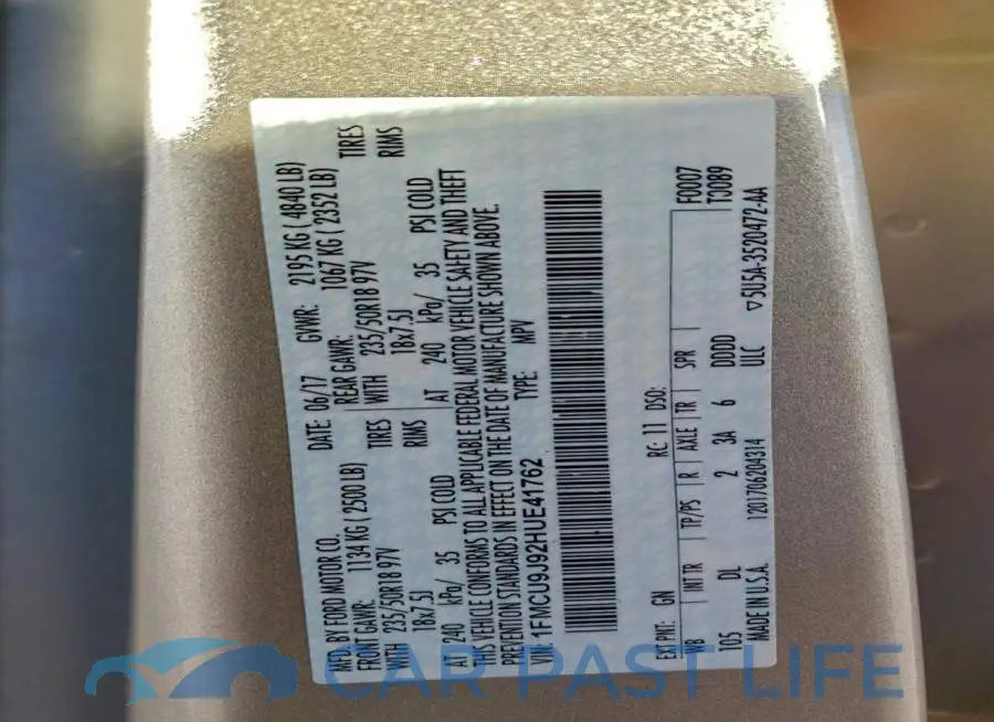 1FMCU9J92HUE41762# 13