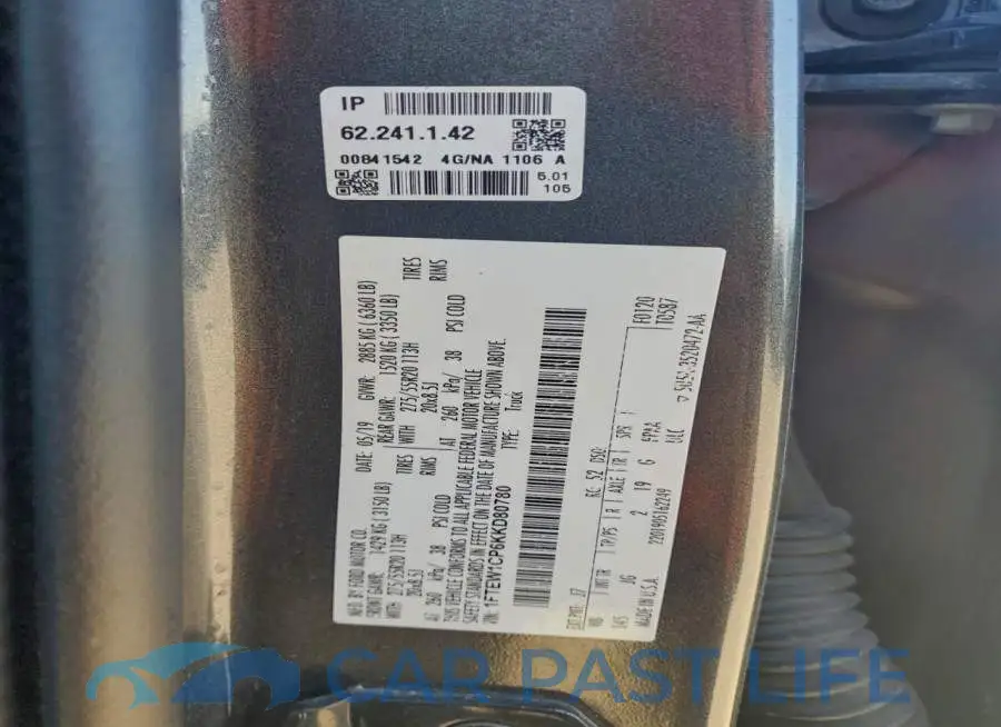 1FTEW1CP6KKD80780# 12