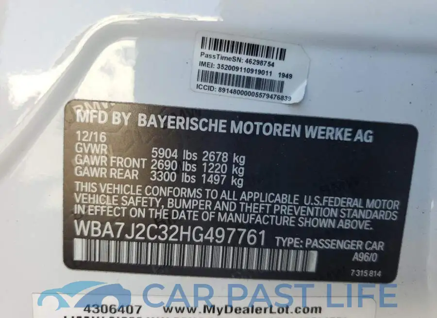 WBA7J2C32HG497761# 12
