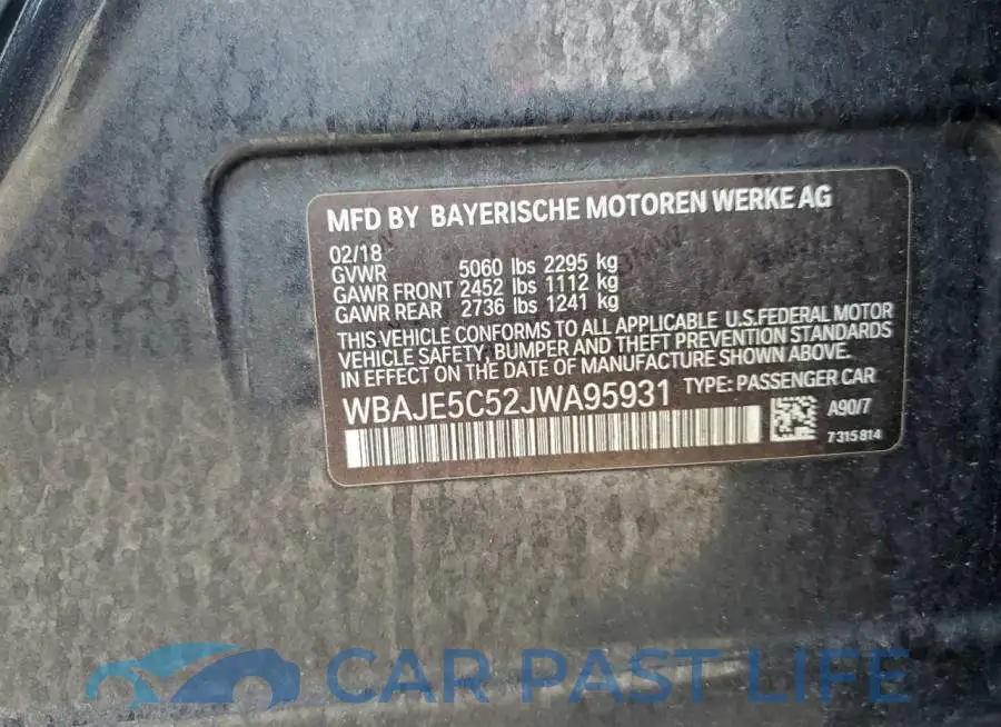 WBAJE5C52JWA95931# 12