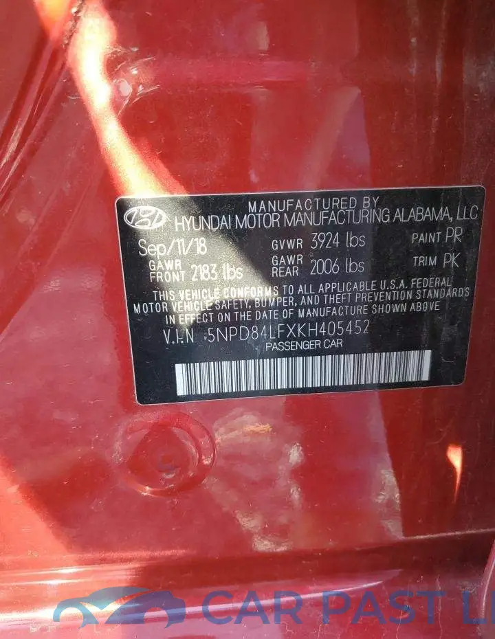 5NPD84LFXKH405452# 13