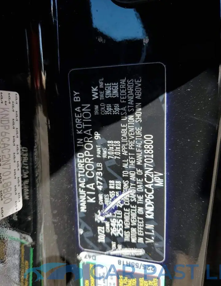 KNDP6CAC2N7018800# 13