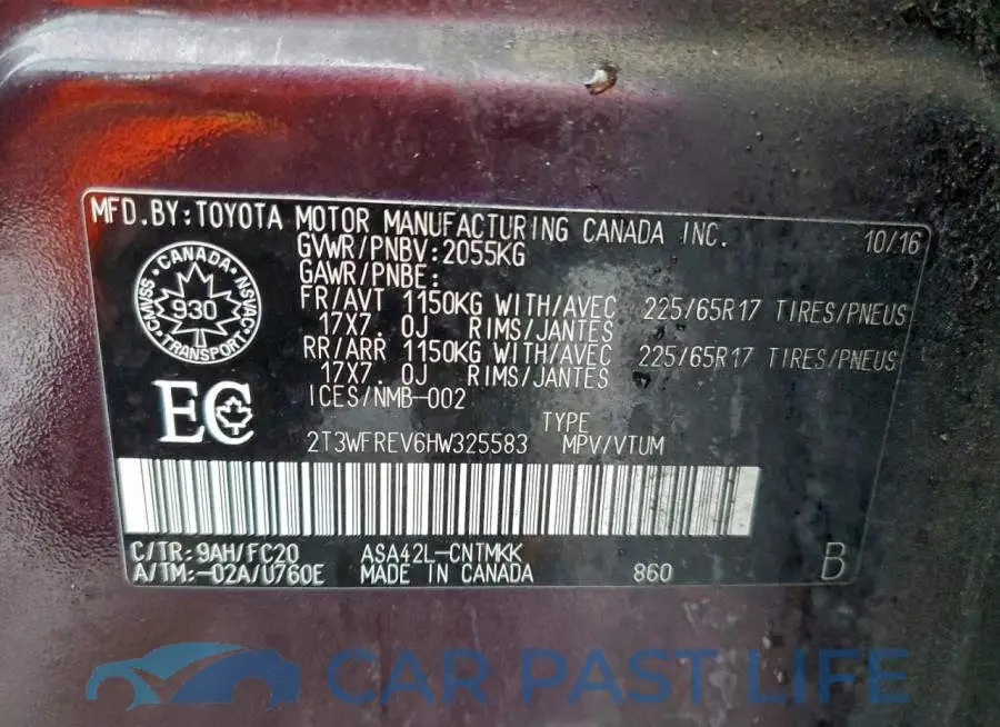 2T3WFREV6HW325583# 14
