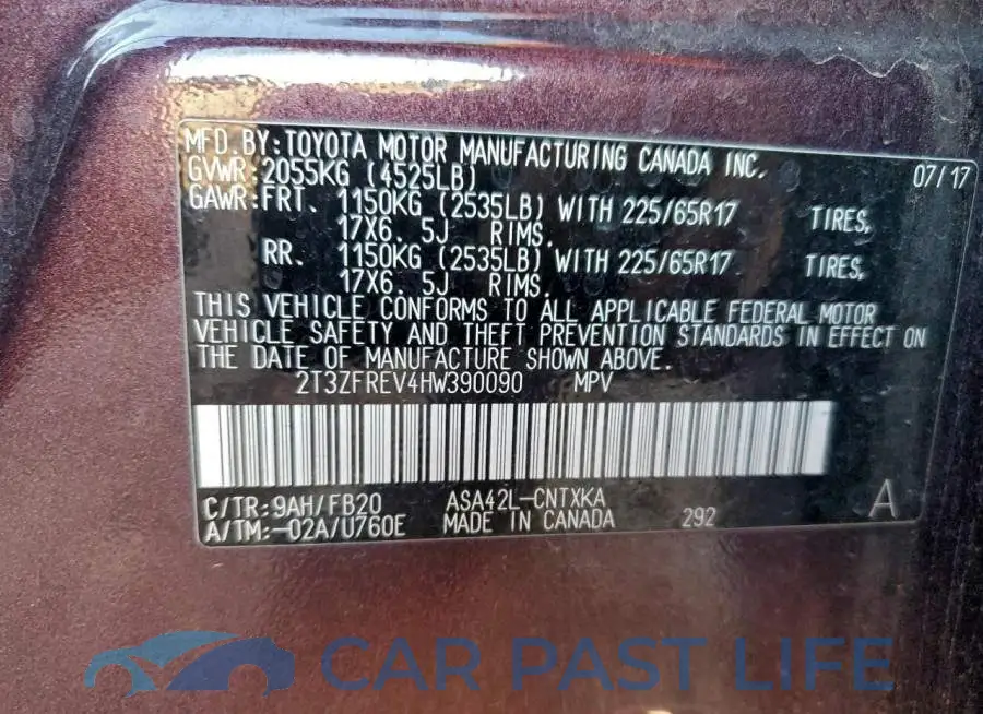 2T3ZFREV4HW390090# 13
