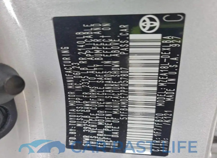 5YFB4MDE7PP057807# 12
