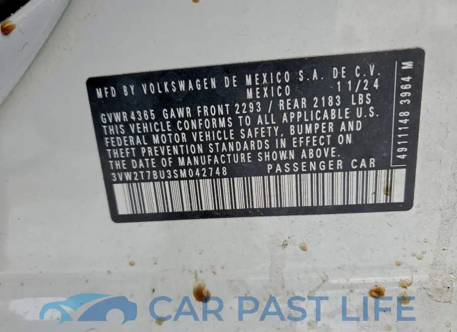 3VW2T7BU3SM042748# 12