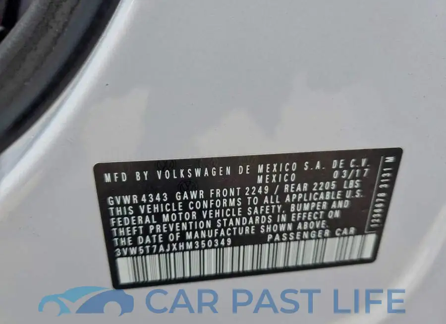 3VW5T7AJXHM350349# 13