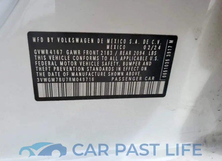3VWGM7BU7RM049716# 12