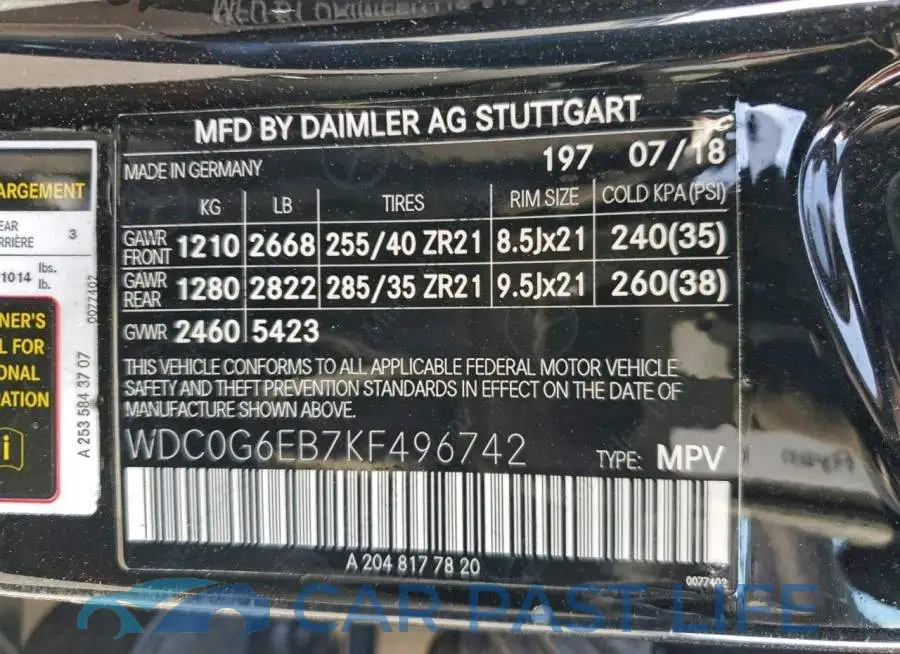 WDC0G6EB7KF496742# 13
