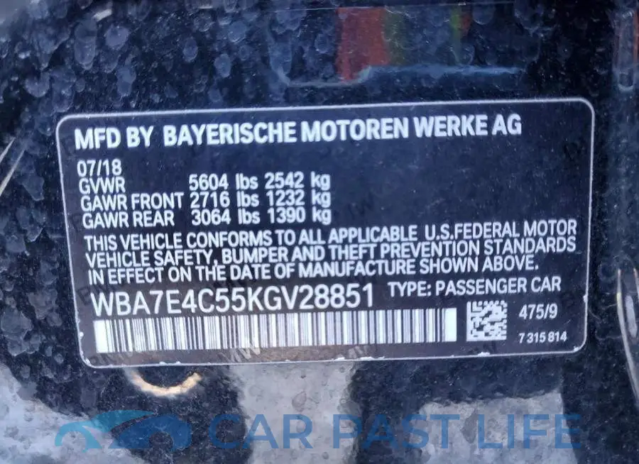 WBA7E4C55KGV28851# 12