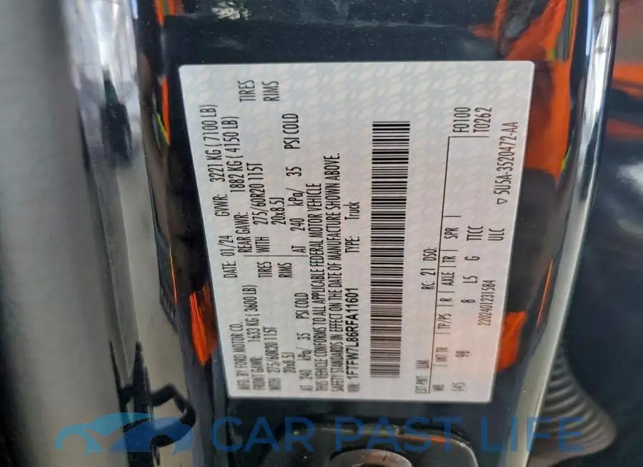 1FTFW7L86RFA11601# 12