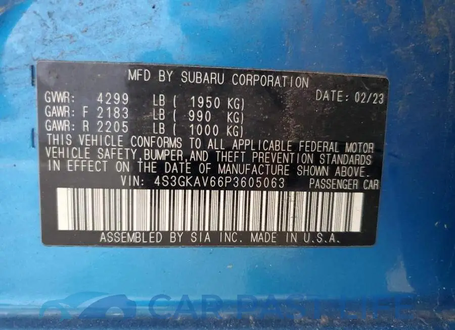 4S3GKAV66P3605063# 13