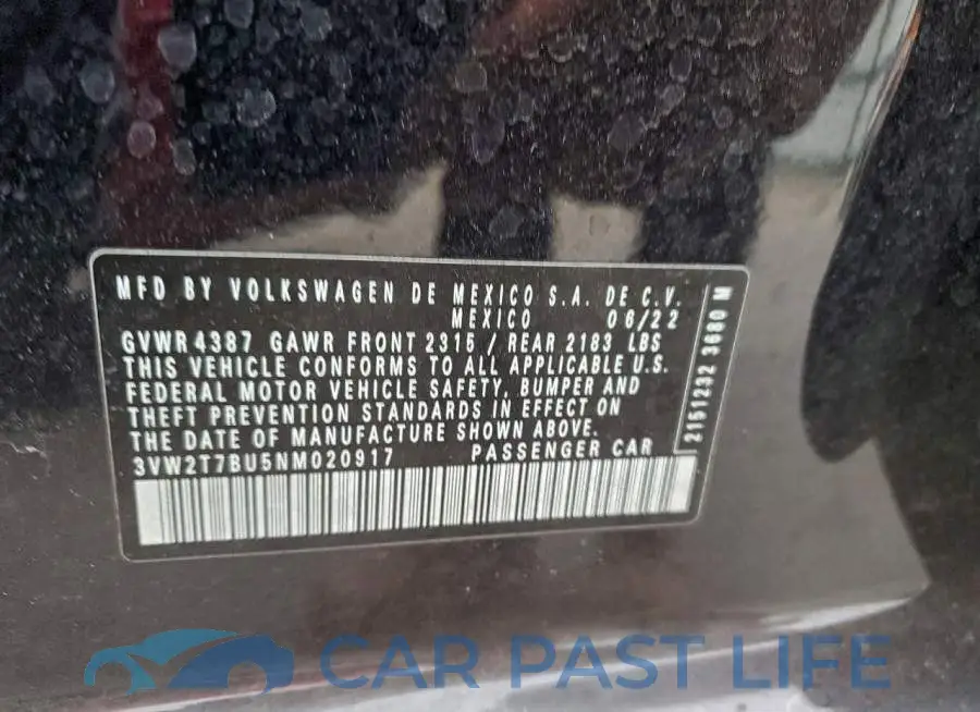 3VW2T7BU5NM020917# 13