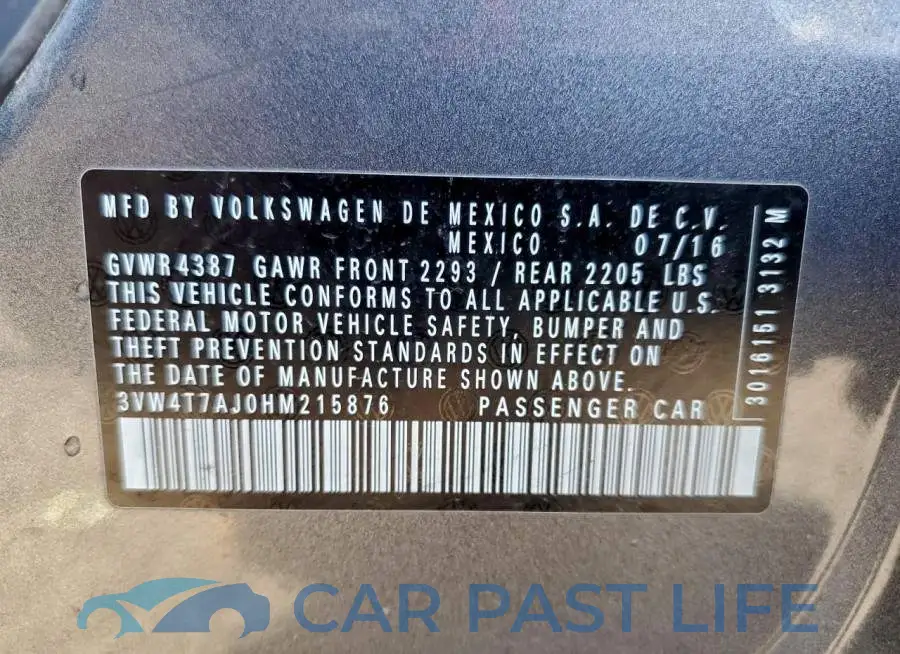 3VW4T7AJ0HM215876# 12