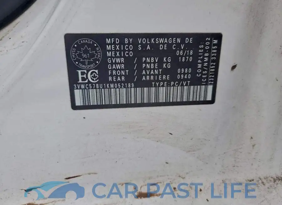 3VWC57BU1KM052189# 12