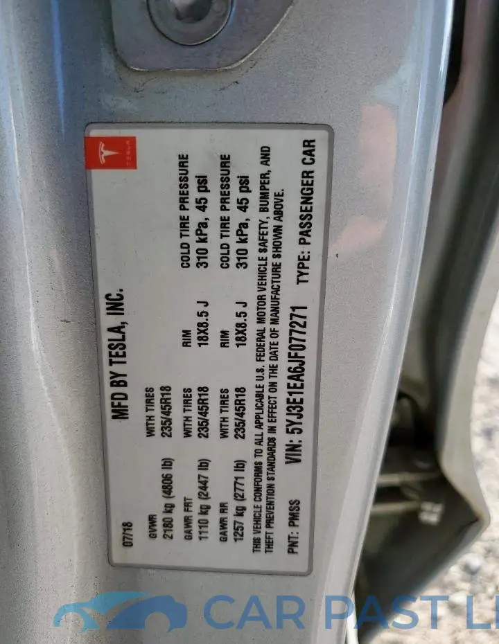 5YJ3E1EA6JF077271# 12