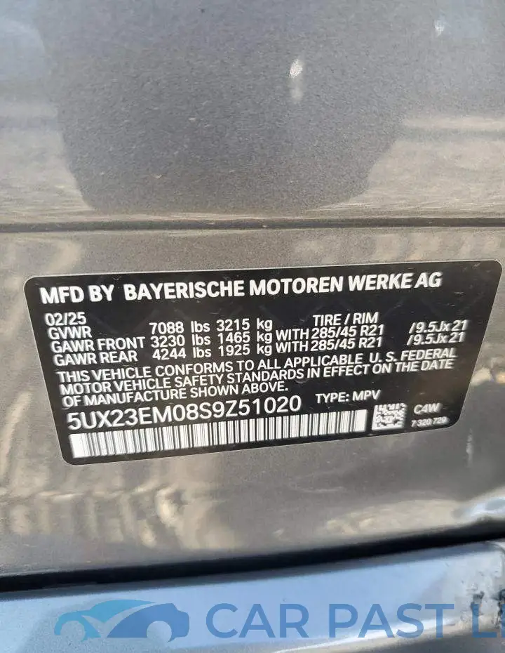 5UX23EM08S9Z51020# 12