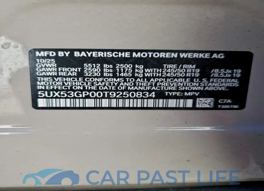 5UX53GP00T9250834# 14