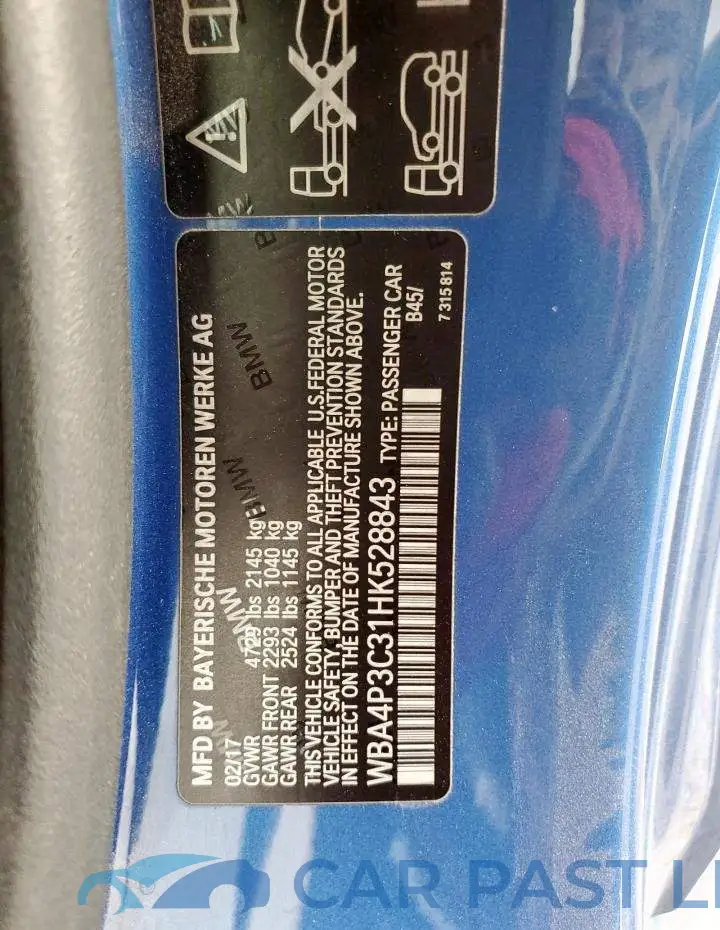 WBA4P3C31HK528843# 12