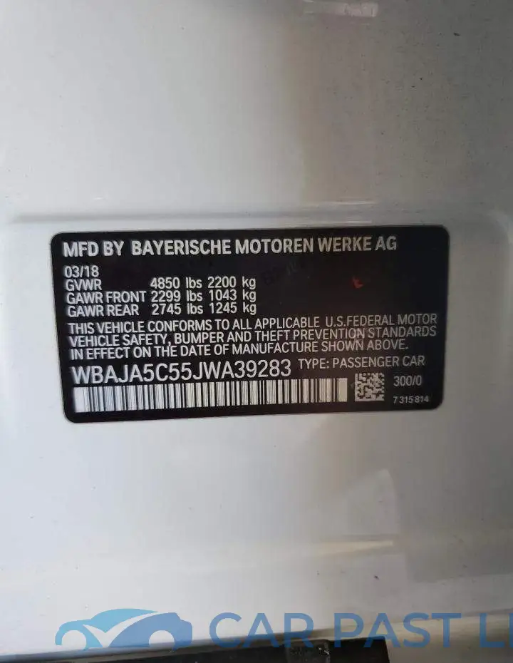 WBAJA5C55JWA39283# 12