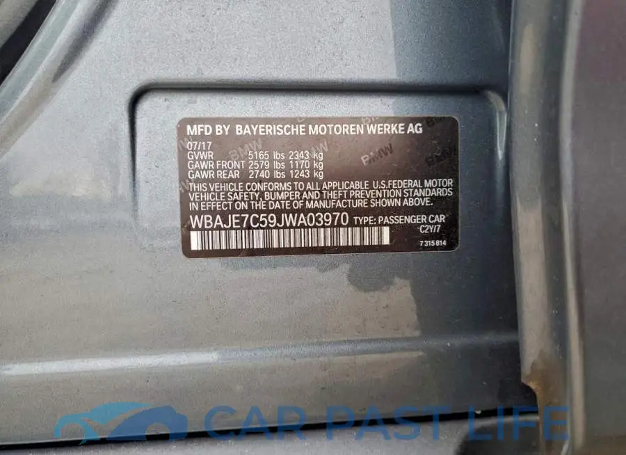 WBAJE7C59JWA03970# 12