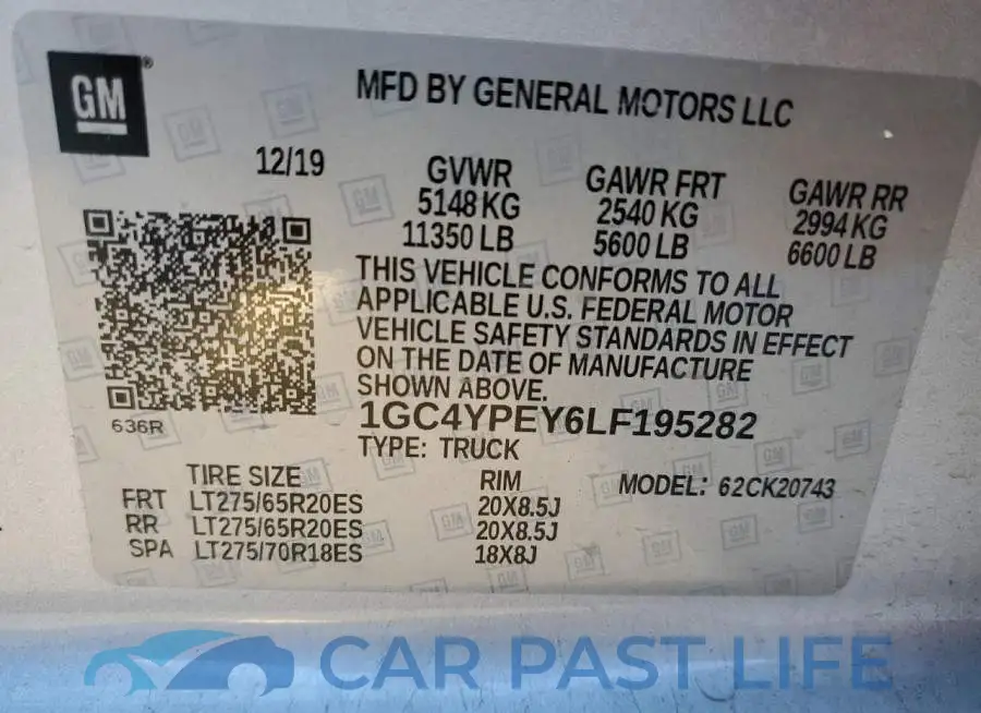 1GC4YPEY6LF195282# 13