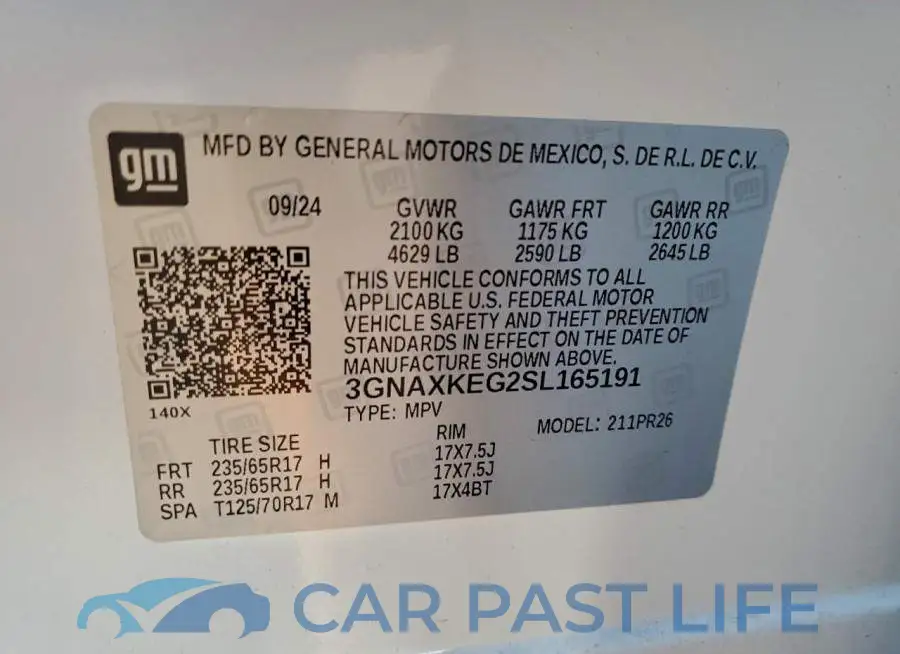 3GNAXKEG2SL165191# 13