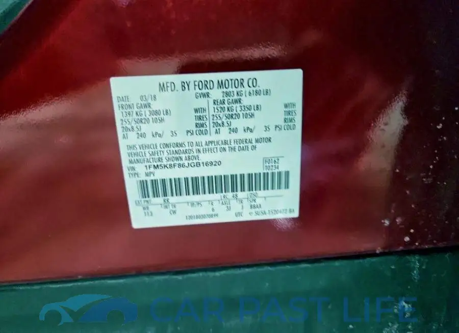 1FM5K8F86JGB16920# 14