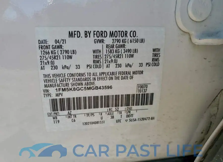 1FM5K8GC5MGB43596# 13