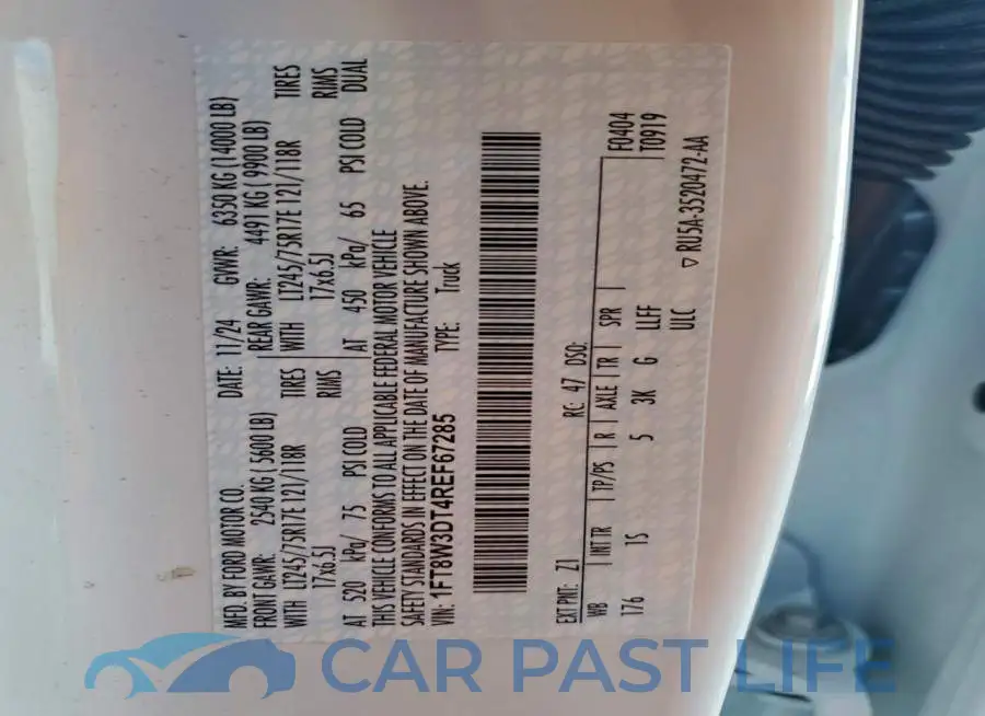 1FT8W3DT4REF67285# 12