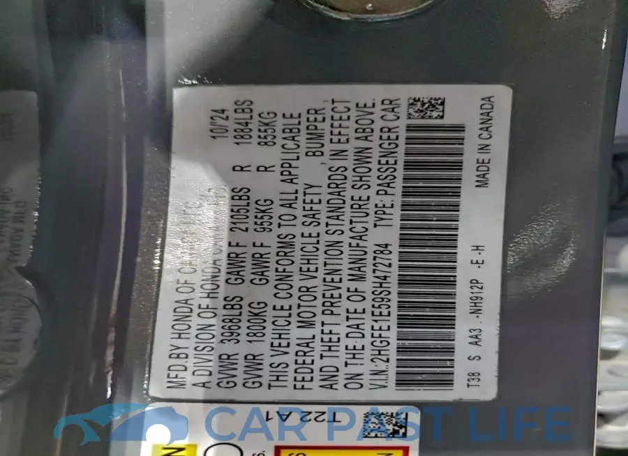 2HGFE1E59SH472784# 12